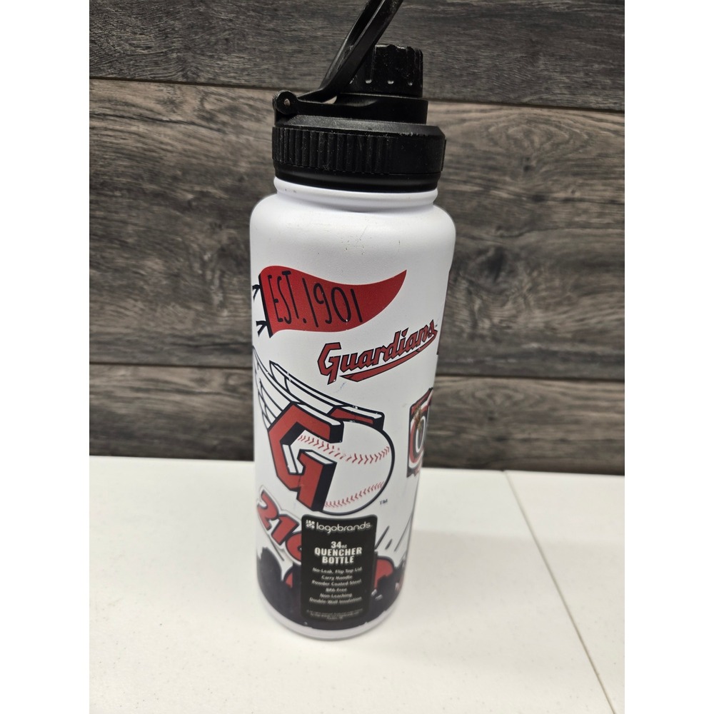 Cleveland Guardians Logo Brands 34oz Quencher Bottle White MLB Water Bottle